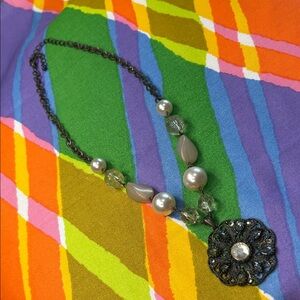 Vintage pearl and chain chunky Pendant Necklace